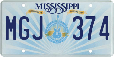 MS license plate MGJ374