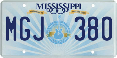MS license plate MGJ380