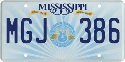 MS license plate MGJ386