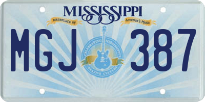MS license plate MGJ387