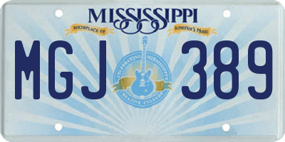 MS license plate MGJ389