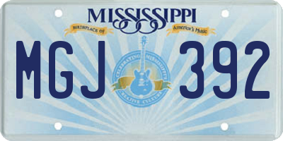 MS license plate MGJ392