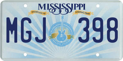 MS license plate MGJ398