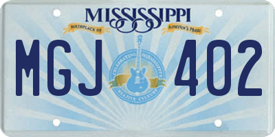 MS license plate MGJ402