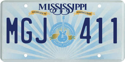 MS license plate MGJ411