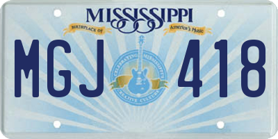 MS license plate MGJ418