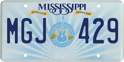 MS license plate MGJ429