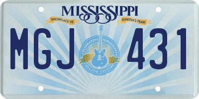 MS license plate MGJ431