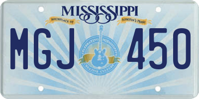 MS license plate MGJ450