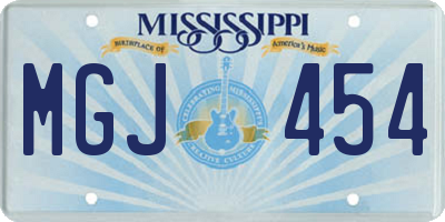 MS license plate MGJ454