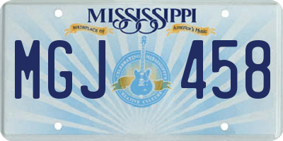 MS license plate MGJ458