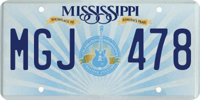 MS license plate MGJ478