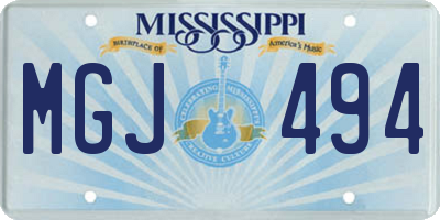 MS license plate MGJ494