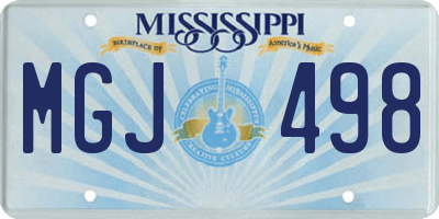 MS license plate MGJ498