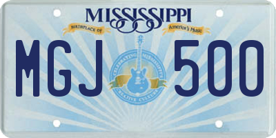 MS license plate MGJ500