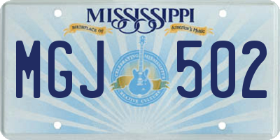 MS license plate MGJ502