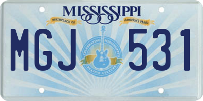 MS license plate MGJ531