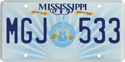 MS license plate MGJ533