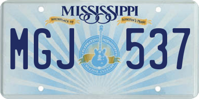 MS license plate MGJ537