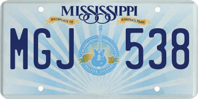 MS license plate MGJ538