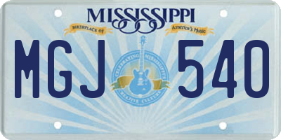MS license plate MGJ540