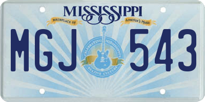 MS license plate MGJ543