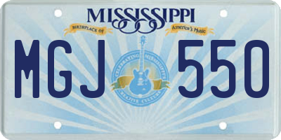 MS license plate MGJ550