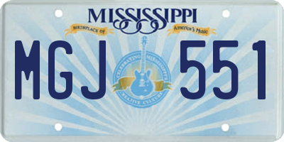 MS license plate MGJ551