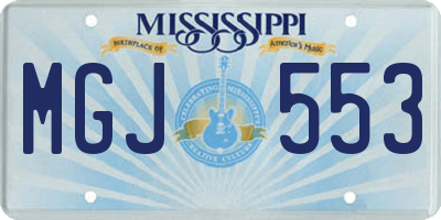 MS license plate MGJ553
