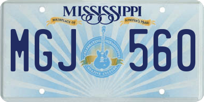 MS license plate MGJ560