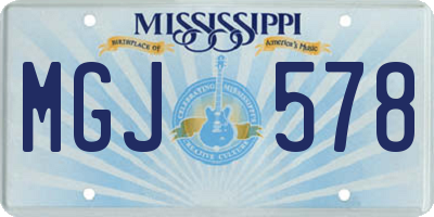 MS license plate MGJ578