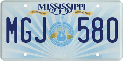 MS license plate MGJ580