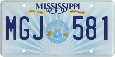 MS license plate MGJ581
