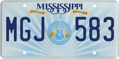MS license plate MGJ583