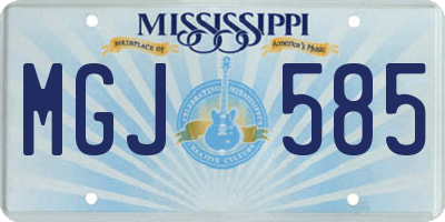 MS license plate MGJ585