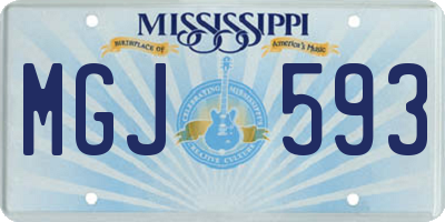 MS license plate MGJ593