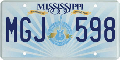 MS license plate MGJ598