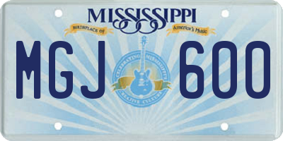 MS license plate MGJ600