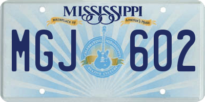 MS license plate MGJ602