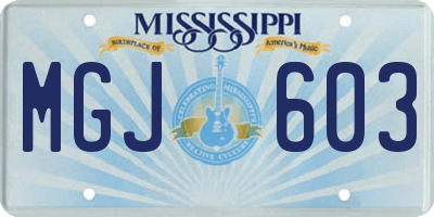 MS license plate MGJ603