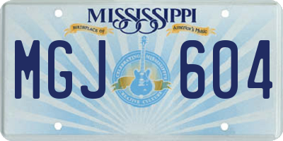 MS license plate MGJ604