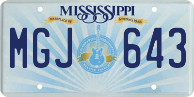 MS license plate MGJ643