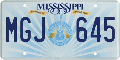 MS license plate MGJ645