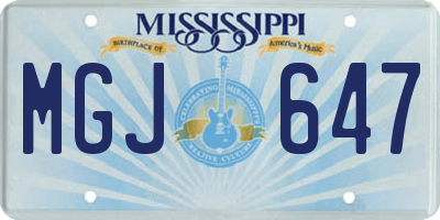 MS license plate MGJ647