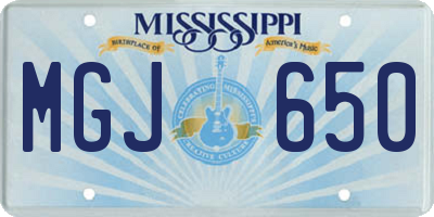 MS license plate MGJ650