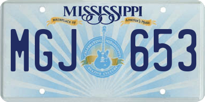 MS license plate MGJ653