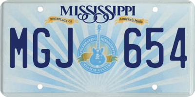 MS license plate MGJ654