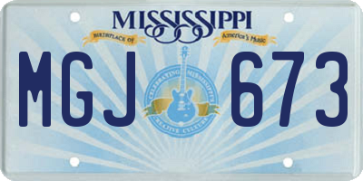 MS license plate MGJ673
