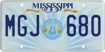 MS license plate MGJ680