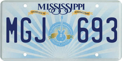 MS license plate MGJ693